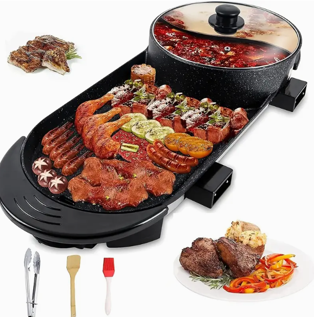 2-in-1 Smokeless BBQ Grill & Hot Pot Combo