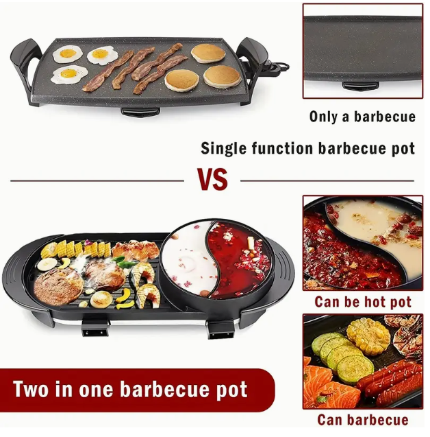 2-in-1 Smokeless BBQ Grill & Hot Pot Combo