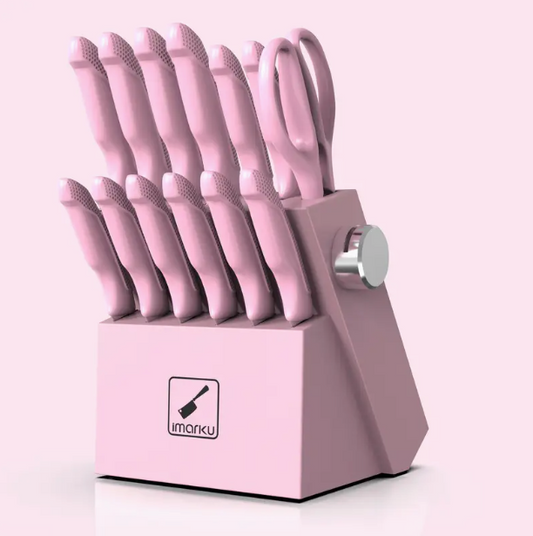 14-Piece Premium Pink Stainless Steel Knife Set