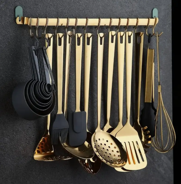 37-Piece Stainless Steel Gold Cooking Utensil Set