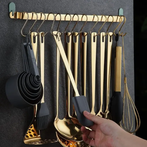 37-Piece Stainless Steel Gold Cooking Utensil Set