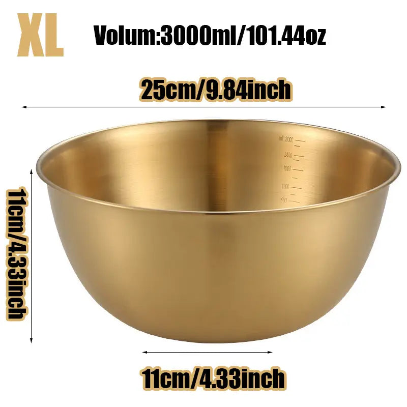 Steely Chef Gold Trio Mixing Bowls